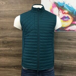 Greyson Mens Quilted Puffer Vest Teal Green Full Zip Golf Jacket Size Medium